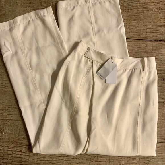 3.1 Phillip Lam Sateen Overlap Pants in Cream. - Picture 12 of 15